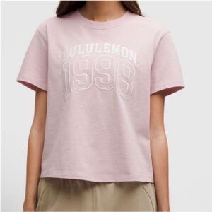 NWT Lululemon Relaxed Fit Cotton Jersey T Shirt Pink Haze Graphic